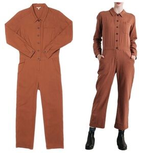 Bridge & Burn Burke Utility Straight Leg Cotton Jumpsuit Ochre Small